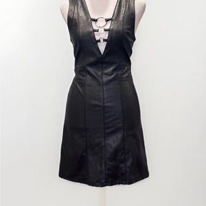 Divided Black Sleeveless Mini Dress with Cutout Detail